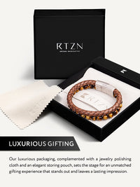 Load image into Gallery viewer, Brown Braided Leather &amp; Tiger Eye Bead Bracelet