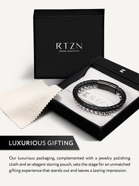 Load image into Gallery viewer, Black Leather &amp; Silver Box Chain Bracelet
