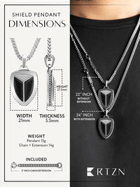 Load image into Gallery viewer, Black Onyx Shield Pendant Necklace