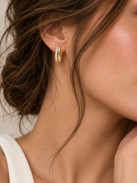 Load image into Gallery viewer, Gold Filled Double Pave Hoops