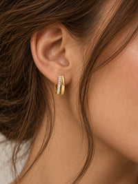 Load image into Gallery viewer, Gold Filled Double Pave Hoops