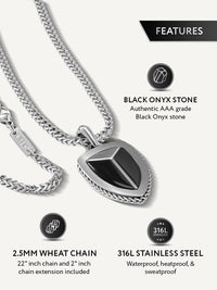 Load image into Gallery viewer, Black Onyx Shield Pendant Necklace