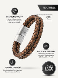 Load image into Gallery viewer, Double Brown Braided Leather Bracelet