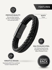 Load image into Gallery viewer, Double Black Suede &amp; Braided Leather Bracelet