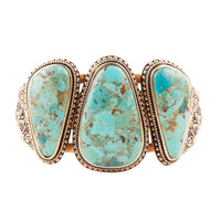 Load image into Gallery viewer, Trio Blue Turquoise Golden Cuff Bracelet