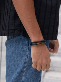 Load image into Gallery viewer, Double Black Suede &amp; Braided Leather Bracelet