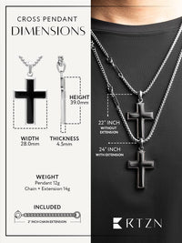 Load image into Gallery viewer, Black Onyx Cross Pendant Necklace