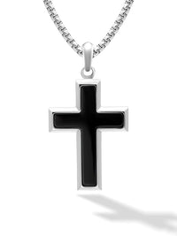 Load image into Gallery viewer, Black Onyx Cross Pendant Necklace