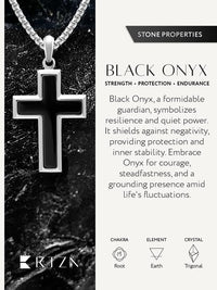 Load image into Gallery viewer, Black Onyx Cross Pendant Necklace
