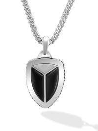 Load image into Gallery viewer, Black Onyx Shield Pendant Necklace