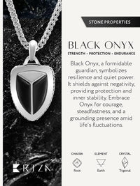 Load image into Gallery viewer, Black Onyx Shield Pendant Necklace