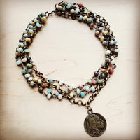 Load image into Gallery viewer, Amazonite Collar-Length Necklace with Indian Head Coin 252L