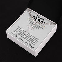 Load image into Gallery viewer, Personalized Steel Cross Necklace on Cuban Chain For Husband w/ MC
