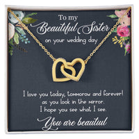 Load image into Gallery viewer, Interlocking Hearts Necklace For Sister (Yellow &amp; White Gold Variants)