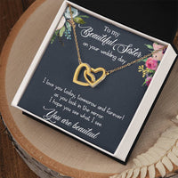 Load image into Gallery viewer, Interlocking Hearts Necklace For Sister (Yellow &amp; White Gold Variants)