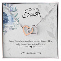 Load image into Gallery viewer, Sister - How Lucky I Am - Two Locking Hearts
