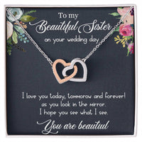 Load image into Gallery viewer, Interlocking Hearts Necklace For Sister (Yellow &amp; White Gold Variants)