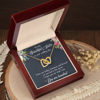 Load image into Gallery viewer, Interlocking Hearts Necklace For Sister (Yellow &amp; White Gold Variants)