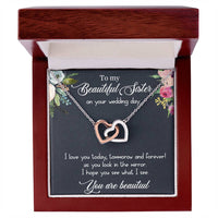 Load image into Gallery viewer, Interlocking Hearts Necklace For Sister (Yellow &amp; White Gold Variants)