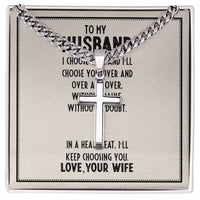 Load image into Gallery viewer, Artisan Cross Necklace on Cuban Chain For Husband w/ MC
