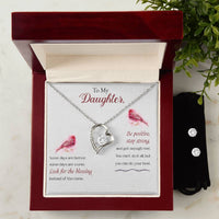 Load image into Gallery viewer, Forever Love Necklace For Daughter + Clear CZ Earrings

