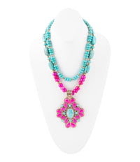 Load image into Gallery viewer, Barcelona Pink Agate Cross Golden Pendant Necklace