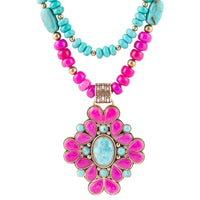 Load image into Gallery viewer, Barcelona Pink Agate Cross Golden Pendant Necklace