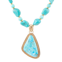 Load image into Gallery viewer, Blue Turquoise Triangle Golden Pendant Necklace