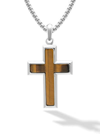 Load image into Gallery viewer, Tiger Eye Cross Pendant Necklace