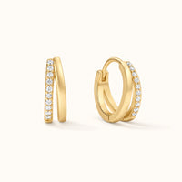 Load image into Gallery viewer, Gold Filled Double Pave Hoops