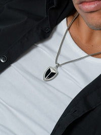 Load image into Gallery viewer, Black Onyx Shield Pendant Necklace