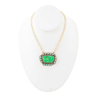 Load image into Gallery viewer, Legacy Lime Green and Blue Turquoise Golden Pendant Necklace