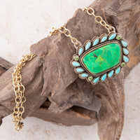 Load image into Gallery viewer, Legacy Lime Green and Blue Turquoise Golden Pendant Necklace