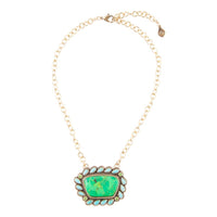 Load image into Gallery viewer, Legacy Lime Green and Blue Turquoise Golden Pendant Necklace