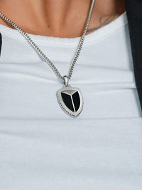 Load image into Gallery viewer, Black Onyx Shield Pendant Necklace