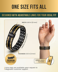 Load image into Gallery viewer, 3x Strength Titanium Magnetic Bracelet for Men (Black &amp; Gold)