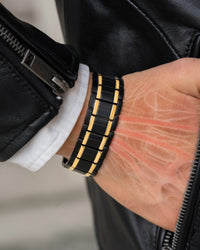 Load image into Gallery viewer, 3x Strength Titanium Magnetic Bracelet for Men (Black &amp; Gold)