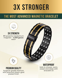 Load image into Gallery viewer, 3x Strength Titanium Magnetic Bracelet for Men (Black &amp; Gold)