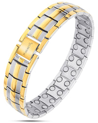 Load image into Gallery viewer, Ultra Strength Magnetic Therapy Bracelet Silver &amp; Gold Classic