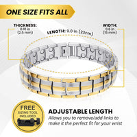 Load image into Gallery viewer, Ultra Strength Magnetic Therapy Bracelet Silver &amp; Gold Classic