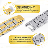 Load image into Gallery viewer, Ultra Strength Magnetic Therapy Bracelet Silver &amp; Gold Classic