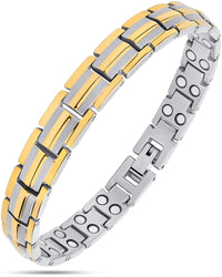 Load image into Gallery viewer, Women's Ultra Strength Silver &amp; Gold Titanium Magnetic Bracelet