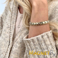 Load image into Gallery viewer, Women's Ultra Strength Silver &amp; Gold Titanium Magnetic Bracelet