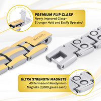 Load image into Gallery viewer, Women's Ultra Strength Silver &amp; Gold Titanium Magnetic Bracelet