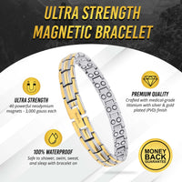 Load image into Gallery viewer, Women's Ultra Strength Silver &amp; Gold Titanium Magnetic Bracelet