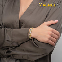 Load image into Gallery viewer, Women's Ultra Strength Silver &amp; Gold Titanium Magnetic Bracelet