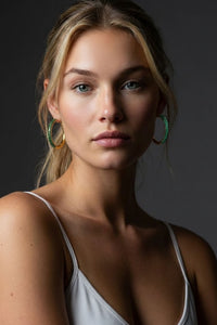 Load image into Gallery viewer, Paloma Waterproof Two-Tone Emerald Chunky Rope Hoop Earring