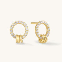 Load image into Gallery viewer, Pave Circle Stud Earrings