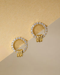 Load image into Gallery viewer, Pave Circle Stud Earrings