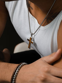 Load image into Gallery viewer, Tiger Eye Cross Pendant Necklace